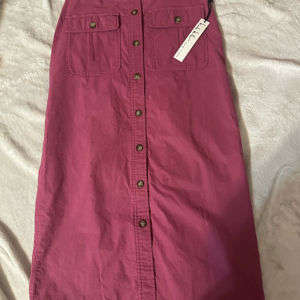 Nicole Miller Fuchsia Button-Front Midi Skirt